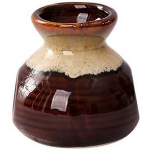 keramische tandenstokers, Retro Ceramic Cotton Swab Box Portable Creative Hydroponic Plant Jar Ornaments Storage Ornaments(Brown)