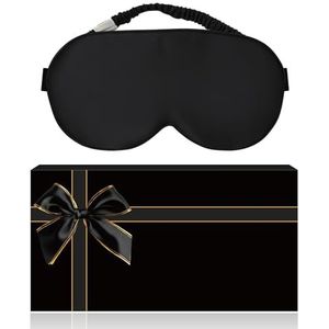 YUNCHI 100% Slaapmasker Zijde Vrouwen Mannen Comfortabel Biologisch Satijn Slaapbril Zijde Slaap Oogmasker 19Momme Pure Moerbeizijde Stof Blinddoek Om Te Slapen (Zwart)