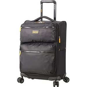Lucas Designer Bagage Carry On Collection - Uitbreidbare 20 Inch Koffer - Duurzame Kleine Ultra Lichtgewicht Tas Met 4 Rollende Spinner Wielen, Zwart, 20 inches