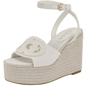 GUESS Tanveey damessandaal met sleehak, Wit 140, 41 EU