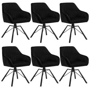 WOLTU Eetkamerstoelen, draaibaar, set van 6, fluwelen stoel, eetkamer, stoel, woonkamer, draaistoel, keukenstoel, gestoffeerde stoel met armleuningen, loungestoel, ergonomisch, zwart, EZS12sz-6