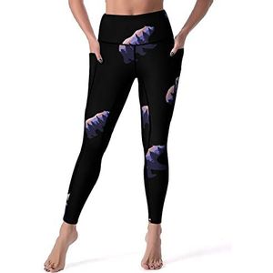 Bear Roaming The Forrest Yogabroek voor dames, hoge taille, buikcontrole, workout, hardlopen, leggings, XL