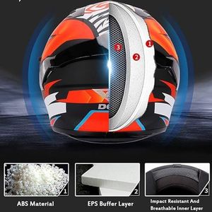 RYDZCLH Integraalmotorhelm met dubbele vizieren DOT/ECE goedgekeurde motorfiets-bromfiets-jethelm Lichtgewicht straatfiets-scooterhelmen voor heren en dames,D,L