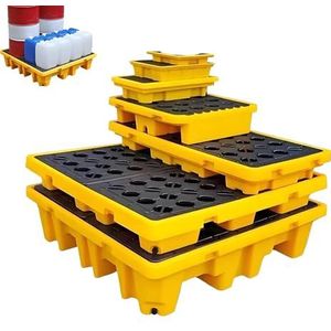 Morsbakken met rooster, Olievat lekbak modulair stapelbaar met rooster 16 maten geel zwart(127x67x17cm)