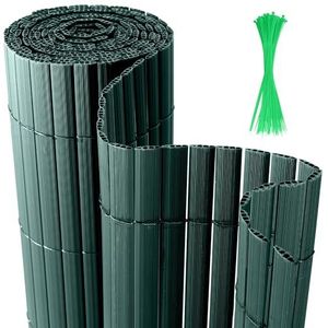 Yakimz PVC inkijkbeschermingsmat, inkijkbescherming, weerbestendig, privacyscherm, windscherm, 3-gewicht-versterking, privacy voor tuin, balkon, zwembad, terras, met stropdassen (100 x 300 cm, groen)