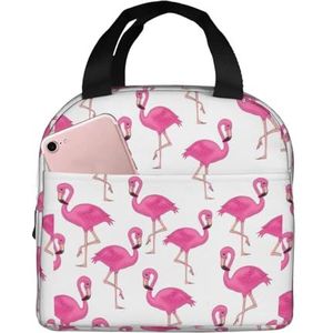 Pink Flamingo Unisex verdikte geïsoleerde lunchtas met voorvak voor werk, reizen, wandelen, picknick