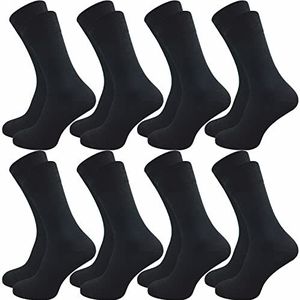 GAWILO Herensokken van 100% katoen (8 paar), zonder drukkende naad, katoenen sokken met versterkte hiel en teenpunt, zwart, 39-42 EU