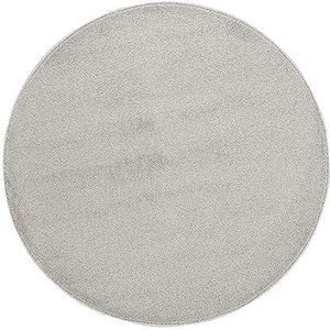 Laagpolig vloerkleed, Kleur Creme, Unicolor - Monochroom, 109145, Vloerkleed Rond, Vloerkleed woonkamer-eetkamer, 200 cm Rond