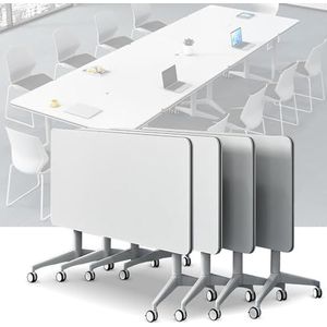Conferentieruimtetafel - opvouwbare vergadertafel, moderne grote mobiele vergadertafel, opvouwbare conferentietafel met stille wielen, stalen vergaderzaal tafels, seminartafel voor kantoor (kleur: 4