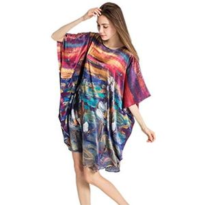 Prettystern 100% zijden dames nachtjapon nachtjurk digitale print Claude Monet art prints waterlelies