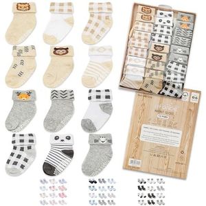Babysokken, 12 paar, peutersokken, pasgeboren sokken, babysokken, 0-6 maanden jongens, veilig wandelen, antislipzool, babysokken, babysokken, babysokken voor jongens