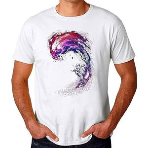Space Surfing Astronaut Art Men's T-Shirt White overhemden(Small)