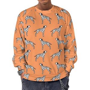 Dalmatian Dogs Love Hearts Sweatshirt met ronde hals en lange mouwen voor heren, lichtgewicht casual pullover tops