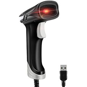 JRHC Bedrade 2D QR Barcodescanner, handheld barcode-scanner, 1D USB-lezer, plug-and-play-barcodelezer met snel lezen, ergonomisch design - draagbaar