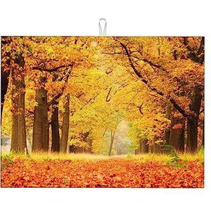 Herfst bos print, afwasmatten, absorberende afdruiprek mat voor keuken aanrecht gootsteen mat droogpad 41 x 46 cm