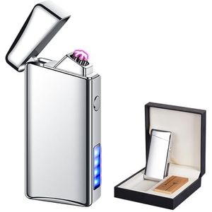 Vrouwen Aansteker USB-Oplaadbaar Elektronische Boog Winddicht Aanstekers Voor Rookt En Festival Cadeaus (Size : Silver A)