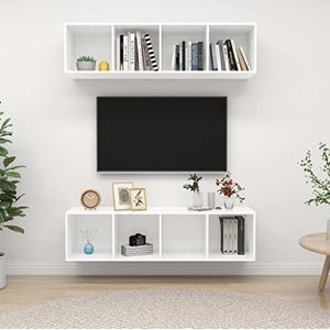 AJJHUUKI Entertainmentcentra en tv-standaards Wandgemonteerde tv-kasten 2 stuks wit ontworpen houten meubels