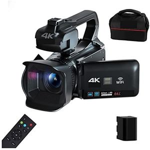 Videocamera Vlogcamera Recorder 18X 64MP 4K Digitale Camera's for Fotografie Professionele Vlog Streaming Camcorder Video-opname Webcam Autofocus(32G SD Card,External Microphone)