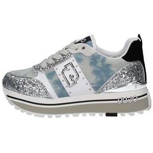 Scarpe sneaker Liu-Jo Maxi Wonder 71 denim/ glitter/ cow suede denim/silver donna DS24LJ14 BA4055 TX393 36