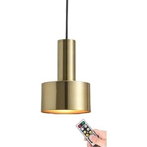 Mini hanglamp batterij bediend met afstandsbediening, 1 licht modern plafond kleine hanglamp indoor draadloze kroonluchter metalen hanger verlichtingsarmatuur decor voor keuken eiland slaapkamer eetkamer bar (C