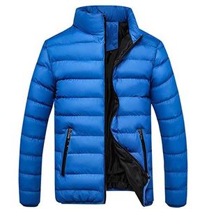 Generic Overgangsjas voor heren, herfst, zwart, gewatteerd, warm, oversized, lange mouwen, jas voor heren, winterjas, sportief, waterdicht, ademend, fietsjack, donsjack, trainingsjas, outdoorjas, maat 4XL, #01-b-blauw, 3XL