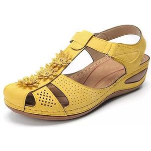 Vrouwen Sandalen Wiggen Schoenen Vrouw Hakken Sandalen Femme Zachte Bodem Platform Sandalen Gladiator Casual Schoenen (Kleur : Yellow, Size : 38 EU)