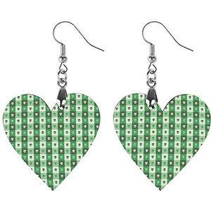 Alien Gezichten Groene Vierkanten Mode Leuke Oorbellen Grappig Geschilderd Houten Sieraden Geschenken Voor Vrouwen Liefde