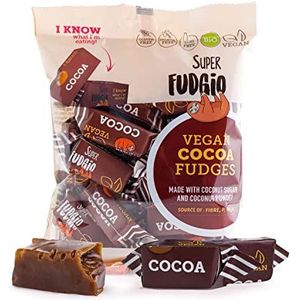 SUPER FUDGiO BIO snoepjes - cacao - vegan en glutenvrij - biologische karamelsnoepjes zonder palmolie - met biologische kokosmelk en kokossuiker | 150g | cacao