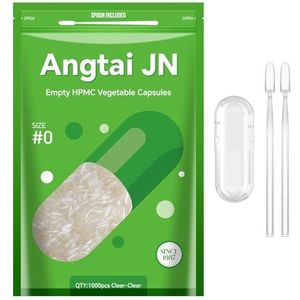 AngtaiJN Lege veganistische capsules, maat 0-heldere lege capsules om te vullen met 2 microlepels, doe-het-zelf lege capsules 0 compatibel met capsulevuller maat 0, 1000 stuks