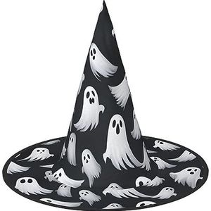 SSIMOO Schattig wit spook Halloween-patroon 1 Halloween-feesthoed, grappige Halloween-hoed, brengt plezier op het feest, maak je de focus van het feest