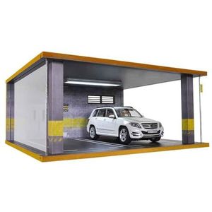 Simulatie parkeergarage 1:18 garage model parkeerplaats model simulatie dubbele parkeergarage automodel met verlichting garageornamenten (Color : Three sides acrylic 719204-grey D5)