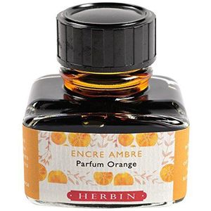 Jacques Herbin 13756T - Flacon d'encre parfumée ''Les subtiles'' pour stylo-plumes et stylos roller 30 ml, encre Ambre et parfum Orange. Fabriqué en France