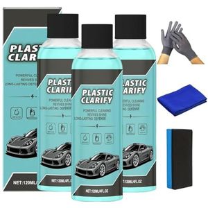 Plastic Clarify, Plastic Clarify for Cars, Plastic Clarify for Cars Spray, Car Interior Plastics Cleaner & Conditioner, Waterless Spray Wax, for cars Rubber/Leather/Vinyl Resume (3 Set)