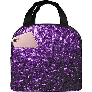 SUHNGE Mooie paarse glitter print kantoor werk licht geïsoleerde lunchbox voor vrouwen en mannen duurzame draagtas