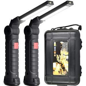 Led-handlamp, 2 stuks, werklamp, USB, oplaadbaar, inspectielamp met geschenkdoos, werkplaatslamp, voor garage, wandelen, noodgevallen