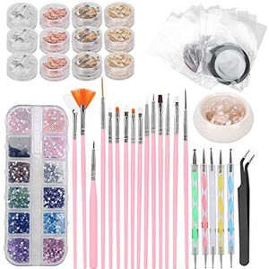 Nail Art Kit, Nail Strass Nail Art Decoratie Kit Nail Art Decoratie Benodigdheden Nagel Decoratie voor Nail Art Salon voor Huishouden