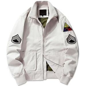 Militaire Air Force Flight Jacket voor heren, lente, herfst, veelkleurig, katoen, lichtgewicht jas, Wit, L