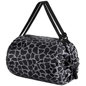 Grote opvouwbare boodschappentas Milieuvriendelijke herbruikbare draagbare schouderhandtas Reistas for boodschappen (Color : Leopard print black)