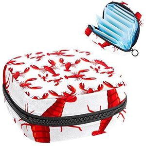 Periode Pouch, Draagbare Tampon Opbergtas voor Maandverband, Rode Kreeft, Meerkleurig, 4.7x6.6x6.6 in/12x17x17 cm
