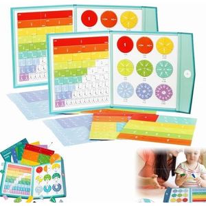 LWNSSWDX Montessori Book Fractie Puzzel voor Kinderen, Fractie Educatieve Puzzel, Tegel Wiskunde Manipulatief, Fractie Tegels en Fractie Circles Set (Maat: 2 stuks)