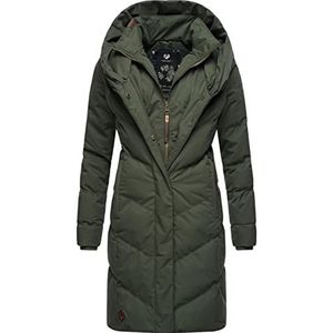 Ragwear Natalka Winterjas voor dames, warme gewatteerde jas, lang, met capuchon, XS-6XL, Dark Olive22, L
