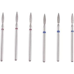 MZCMSL Vlamvorm Diamond Cuticle Nail Boor Set, 6 stks Pro Manicure Boren voor Nail Prep, 3/32 Shank efile Bit (Fine+Medium)