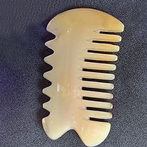 Natuurlijke Hoorn Gouache Kam Vorm Gua Sha Massage Tool Hoofd Lichaam Meridiaan Schrapen Acupunctuur Spier Ontspanning 1Pcs