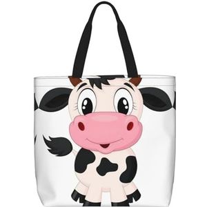 EdWal Cartoon melk koe afdrukken lichtgewicht reizen Tote tas,Casual schoudertas Shopper handtas werk draagtas, Cartoon Melk Koe, Eén maat