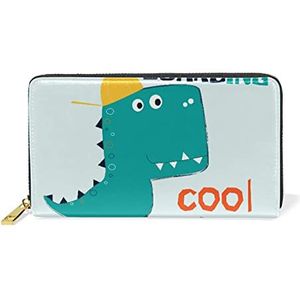 Dinosaurus Cool Baby Skateboard Dragon Portemonnee Echt Lederen Rits Coin Telefoon Portemonnee Clutch voor Vrouwen