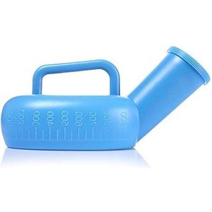 Bedpanfles Urinoir, Mannelijk urinoir 1000 ml met liniaal en deksel for mannen, kinderen en ouderen, blauw