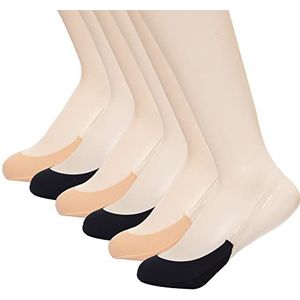MANZI Onzichtbare halve teen topper sokken, slingback liner sokken met transparante elastische band, 6 paar, Zwart 3 paar, naakt 3 paar, One size