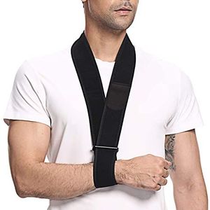 supregear Arm Sling, Verstelbare Kraag Manchet Immobilizer, Lichtgewicht Hals- en Schouderondersteuning, Ademende Medische Brace voor Mannen en Vrouwen, One Size Fits All, Zwart