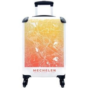 MuchoWow® Koffer - Stadskaart - Mechelen - België - Oranje - Past binnen 55x40x20 cm en 55x35x25 cm - Handbagage - Trolley - Fotokoffer - Cabin Size - Print
