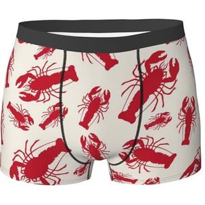 ZJYAGZX Boxerslip voor heren met rode kreeftenprint - comfortabele ondergoedbroek, ademend vochtafvoerend, Zwart, M